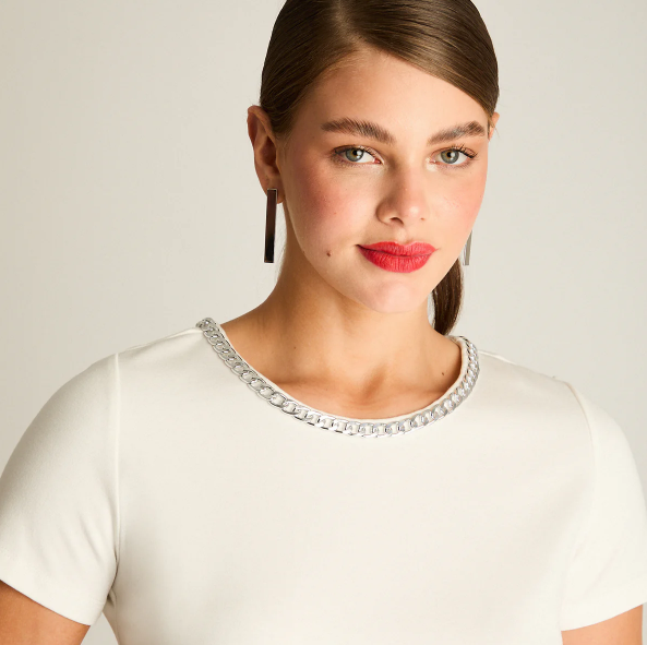 POLERA CRUDO CUELLO BRILLANTE