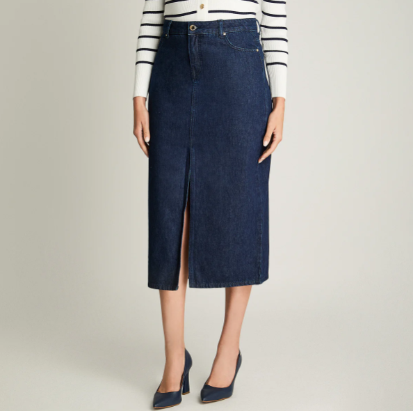 FALDA DE DENIM LARGA CON CORTE FRONTAL Azul